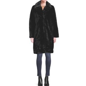 Anthropologie NVLT Faux Fur Shell Longline Coat Charcoal Grey